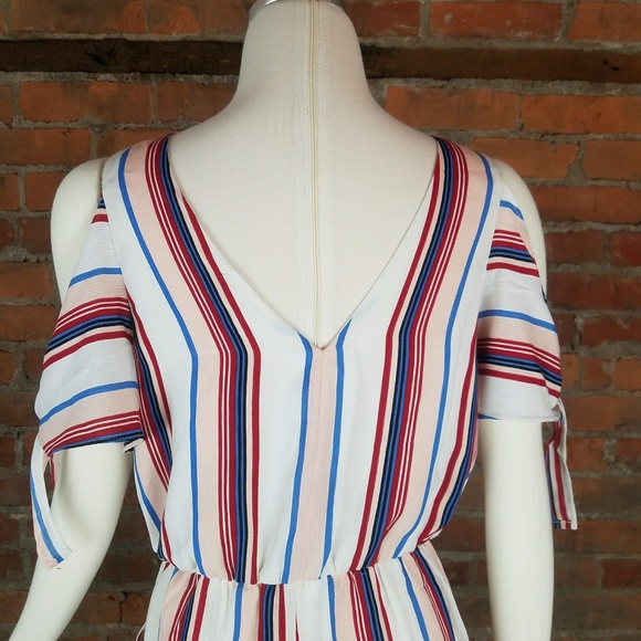 NWT Lucca Women's Romper Sz L Stripes Red/White/Bl - Picture 7 of 8